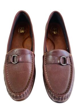 SAS Brown Leather Jewel Tripad Comfort Slip On Loafers Size 10